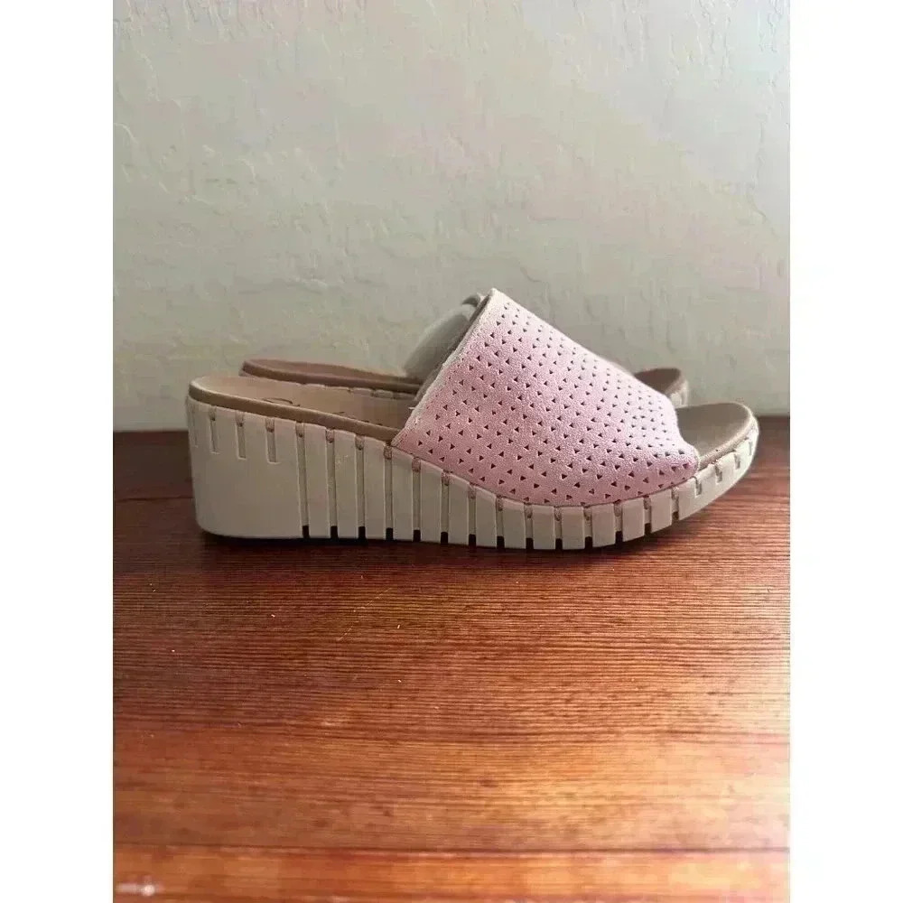 Skechers Womens Urban Escape Luxe Foam Pink Perforated Wedge Sandals Size 11 - Picture 2 of 13